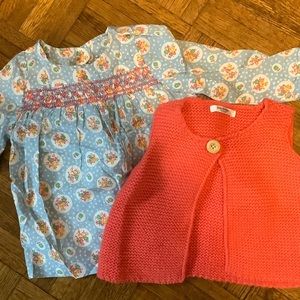 Cotton shirt and knit vest for baby